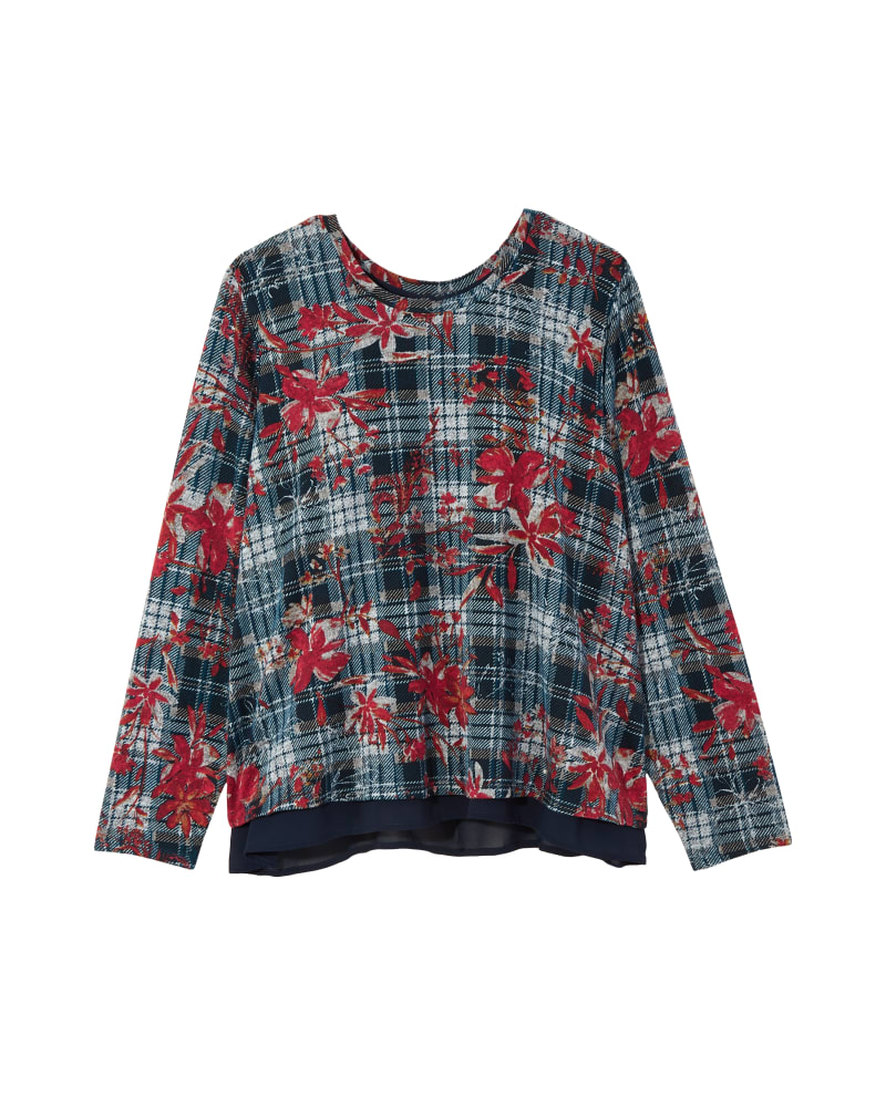 Front of plus size Zora Long Sleeve Sweater with Contrast Woven Trim by Delancey Studio | Dia&Co | dia_product_style_image_id:119976